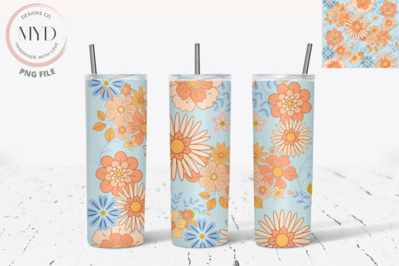 Download Retro Flower Pattern Sublimation Tumbler - Retro flower pattern Collection