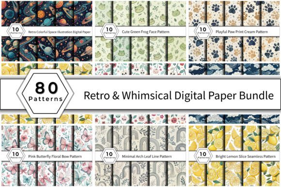 Download Retro and Whimsical Digital Paper Bundle - Whimsical digital paper Collection