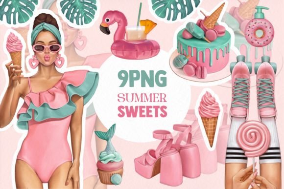 Download Pink Summer Sweets Png Illustr,stickers - Stickers Collection