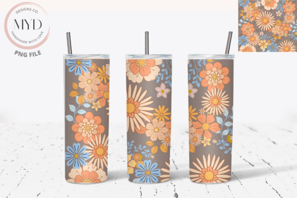 Download Retro Flower Pattern Sublimation Tumbler - Premium Resources