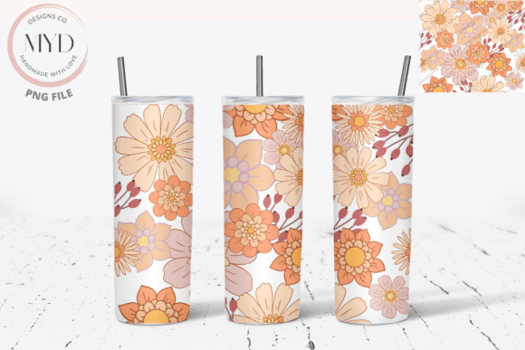 Download Retro Flower Pattern Sublimation Tumbler - Retro flower pattern Collection