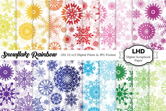 Download Digital Paper Snowflake Rainbow Patterns - Rainbow patterns Collection