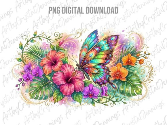 Download Vibrant Tropical Butterfly Floral PNG - Tropic Collection