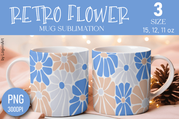 Download Retro Flower Pattern Mug | Floral Design - Retro flower pattern Collection