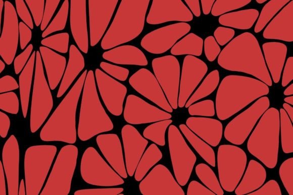 Download Black and Red Retro Flower Pattern - Retro flower pattern Collection