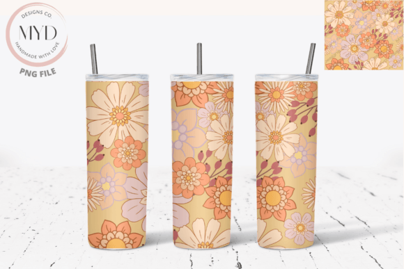 Download Retro Flower Pattern Sublimation Tumbler - Retro flower pattern Collection