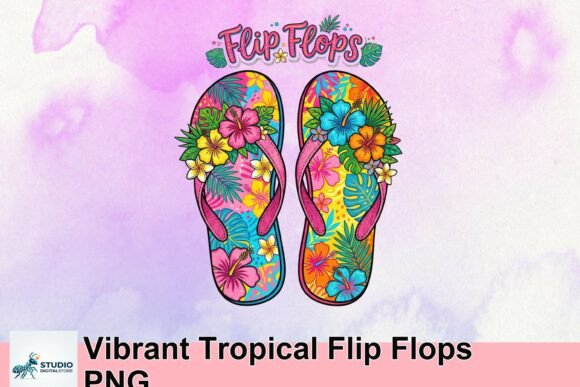 Download Vibrant Tropical Flip Flops PNG - Tropic Collection