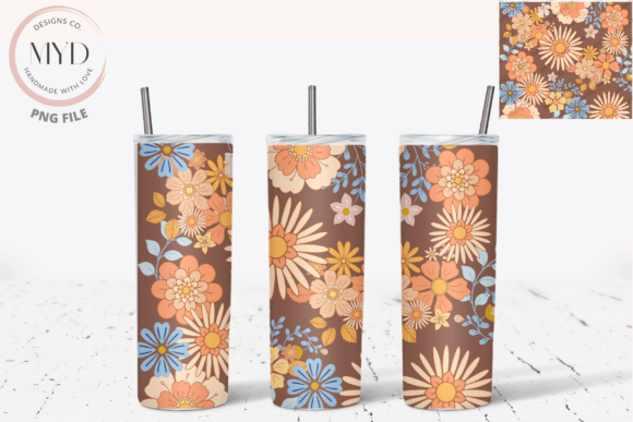 Download Retro Flower Pattern Sublimation Tumbler - Premium Resources