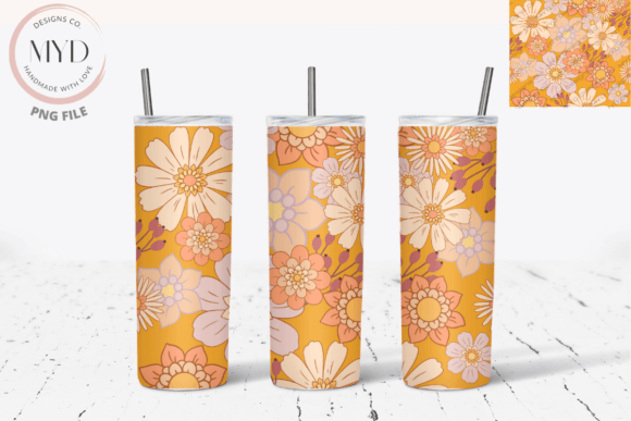 Download Retro Flower Pattern Sublimation Tumbler - Retro flower pattern Collection