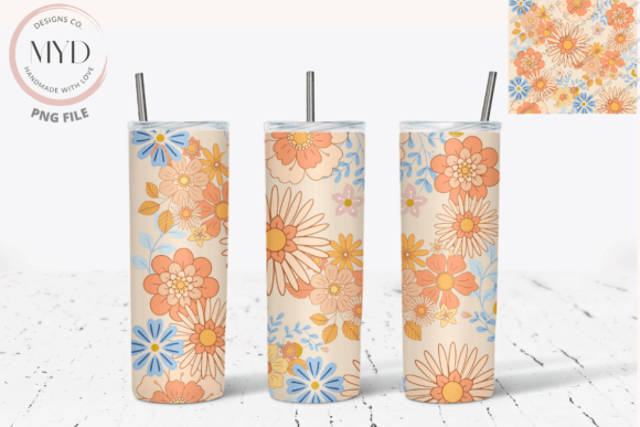 Download Retro Flower Pattern Sublimation Tumbler - Retro flower pattern Collection