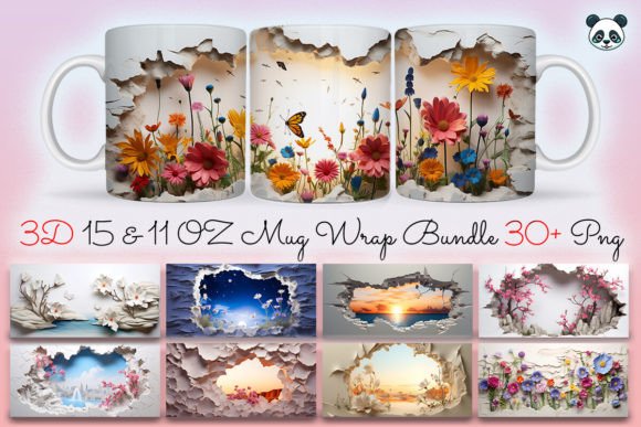 Download 3D Landscape Mug Wrap Sublimation Bundle - Wrap Collection