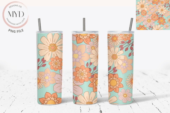 Download Retro Flower Pattern Sublimation Tumbler - Retro flower pattern Collection