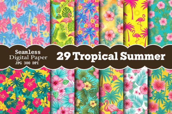 Download Pink Tropical Summer Digital Paper - Tropic Collection